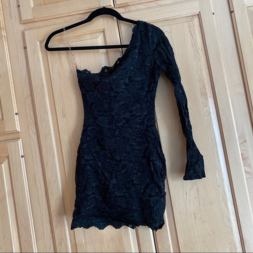 Black lace one shoulder dress size small
